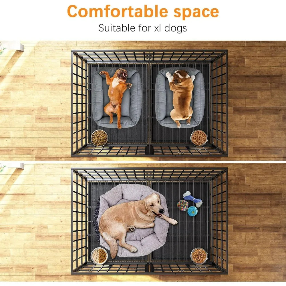 XMSJ Heavy Duty Metal Dog Crate For Dogs With Divider