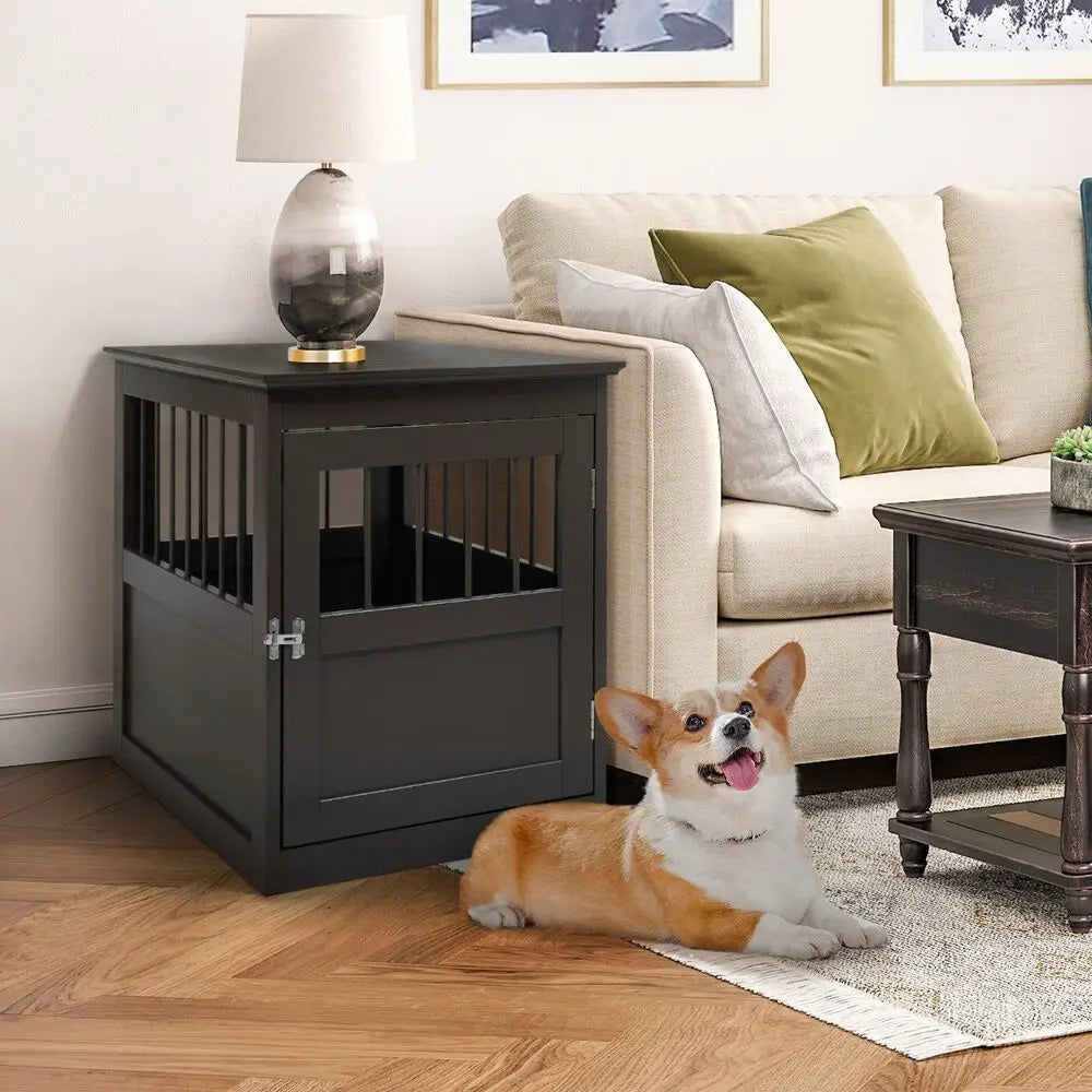 Hign-concerned Wooden Dog Crate End Table Kennel Bed