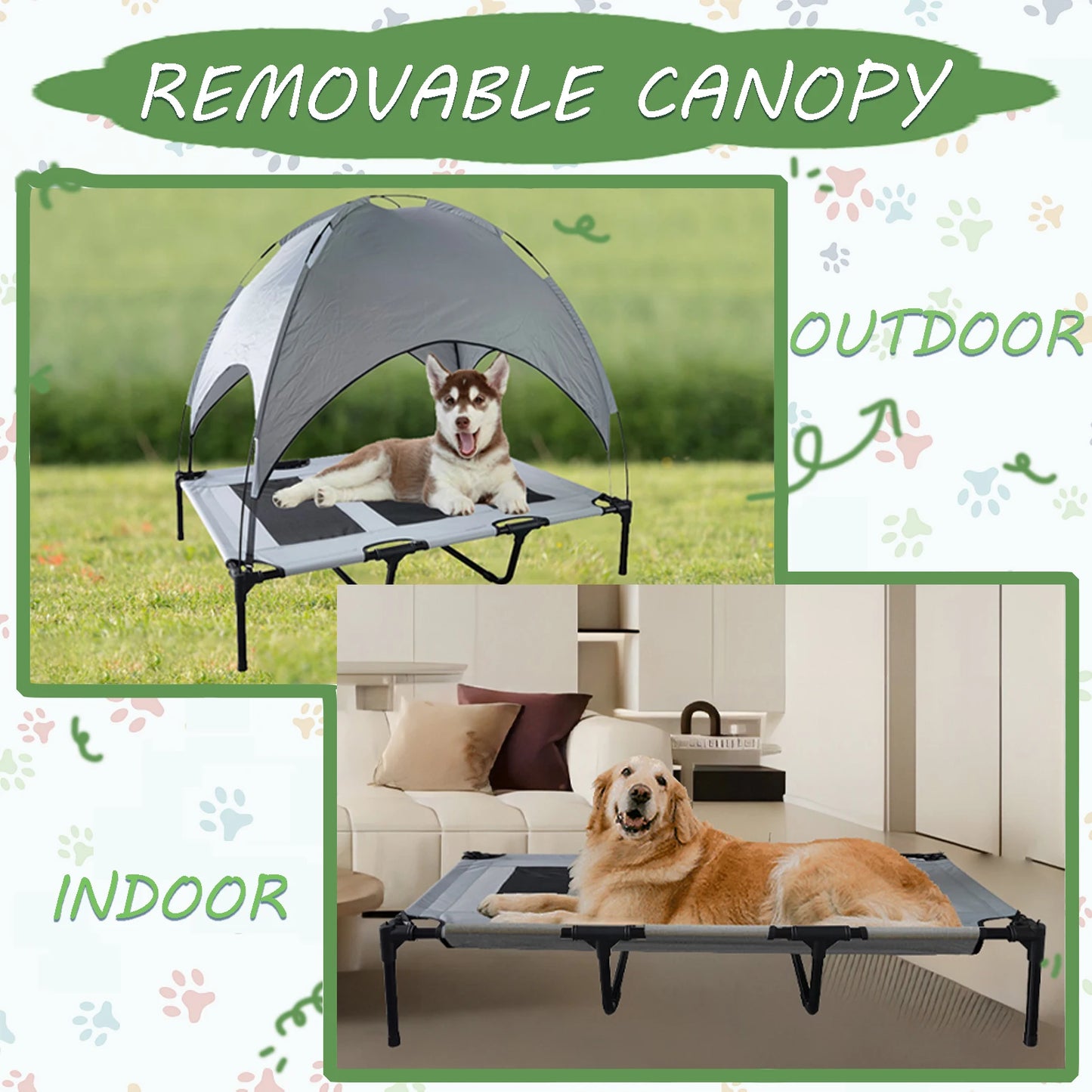 Elevated Canopy Dog Bed With Anti Scratch Oxford Fabric