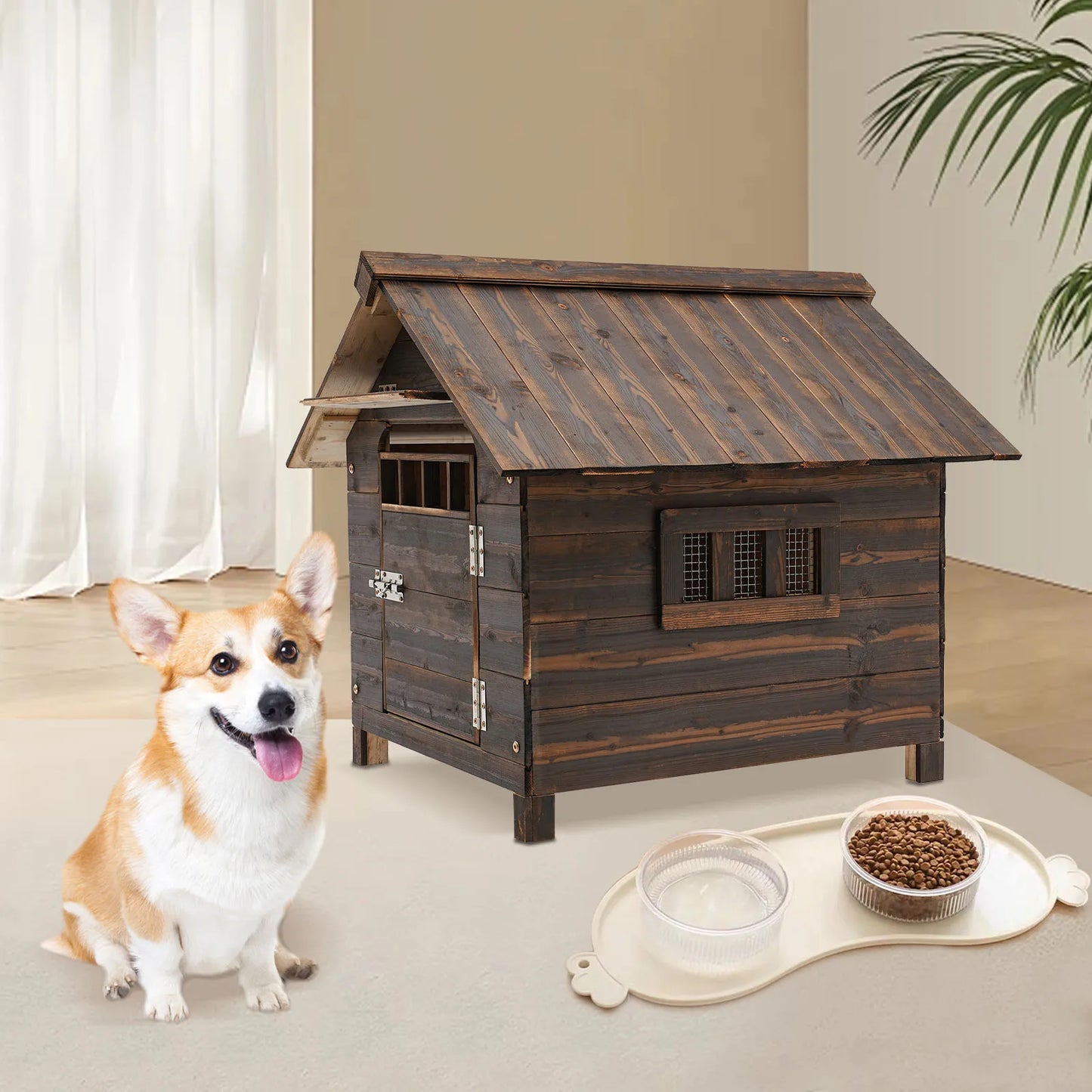 Hign Concerned Water Resistant Wooden Dog House With Window