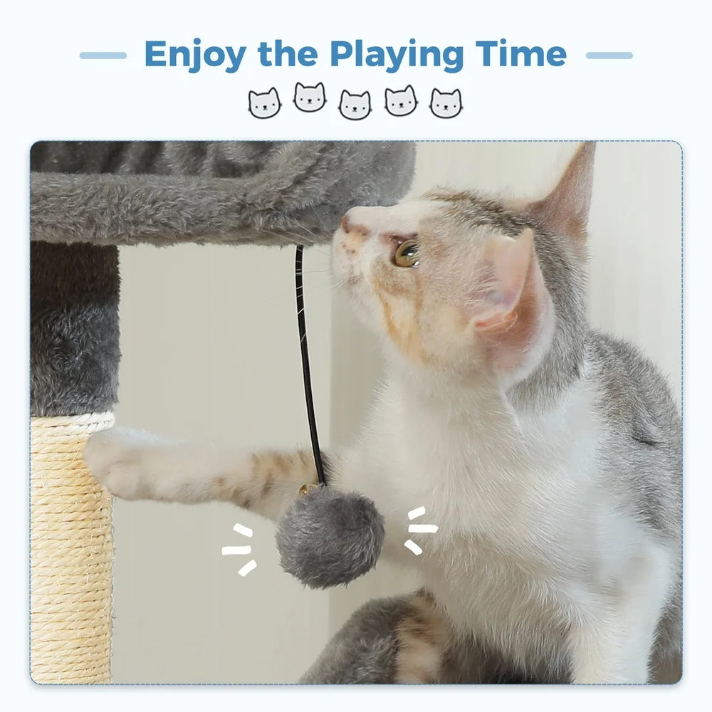 DUTRIEUX Cat Tree With Condo Hammock Scratching Posts