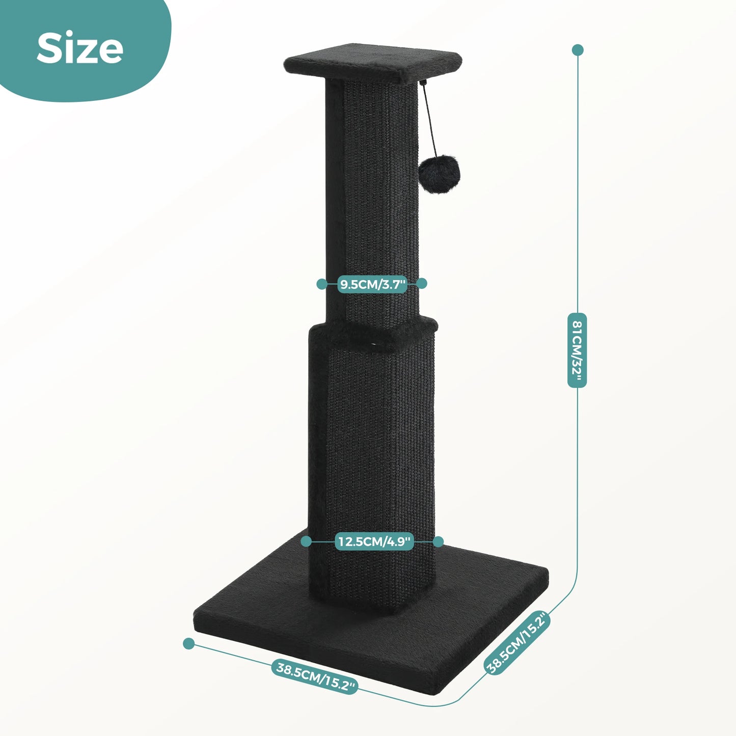 PAWZ Road Indoor Cat Scratching Post With Woven Sisal Toy