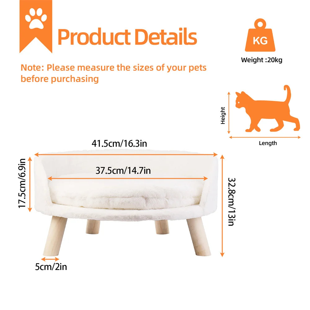 BORWARTCN Ultra Soft Elevated Pet Sofa Bed With Cushion