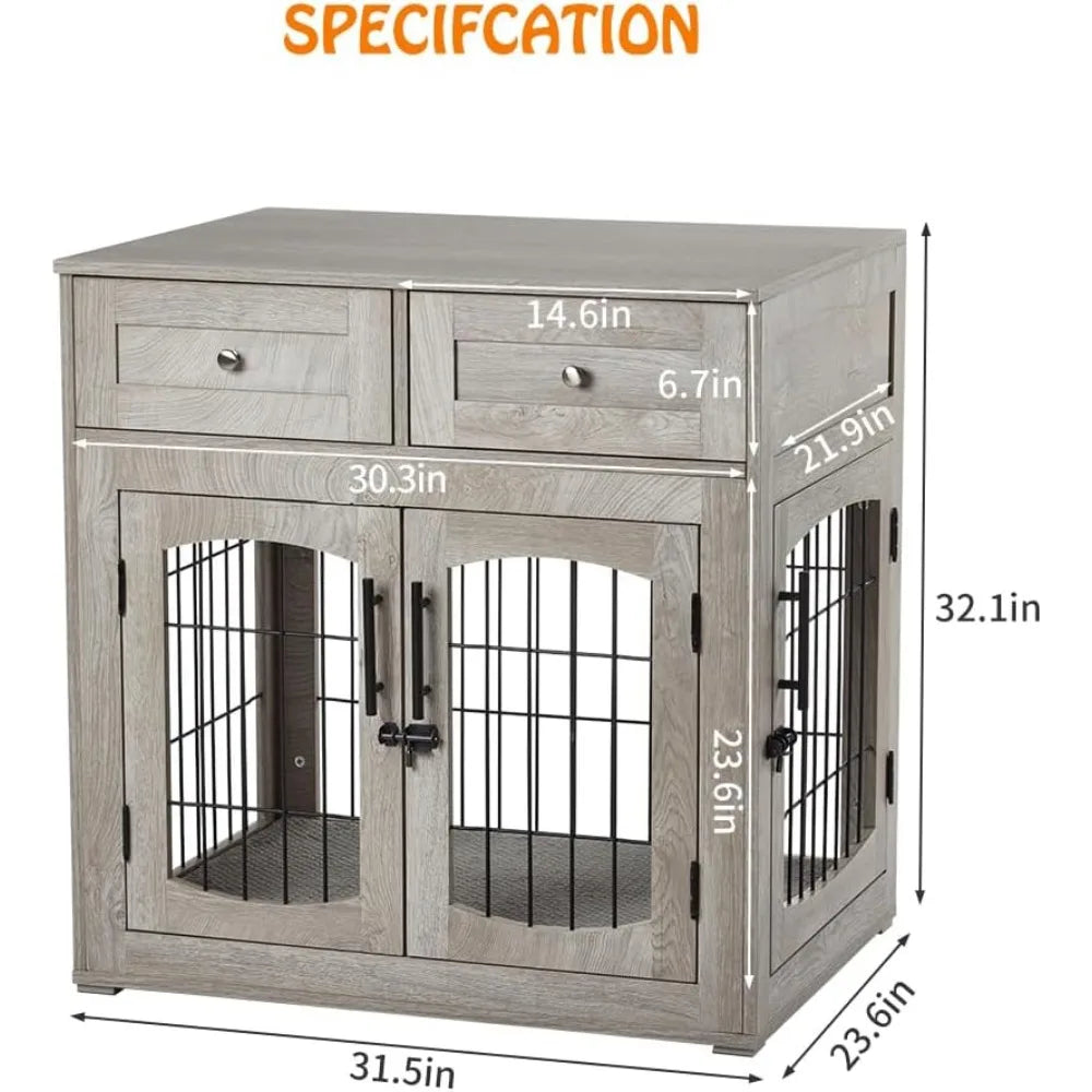Hign Concerned Dog Crate Furniture With Cushion Table