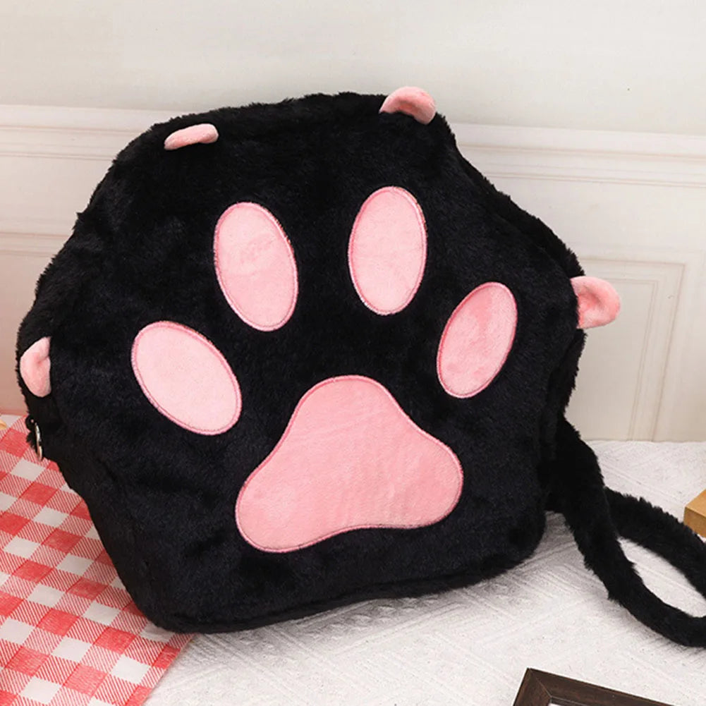 APWIKOGER Cat Paw Plush Backpack For Women Girls School Bag