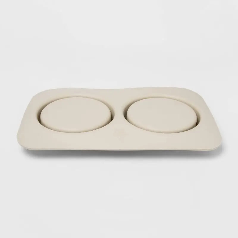Silicone Pet Food Mat With Removable Stainless Steel Bowls