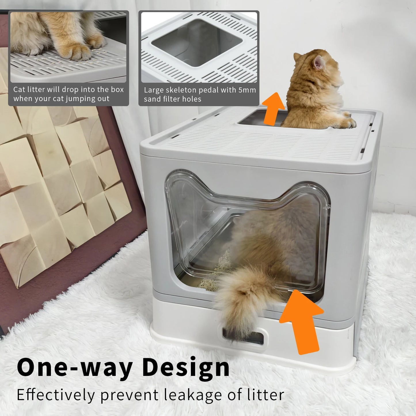 Feature Stainless Steel Cat Litter Box With Lid Front Entry