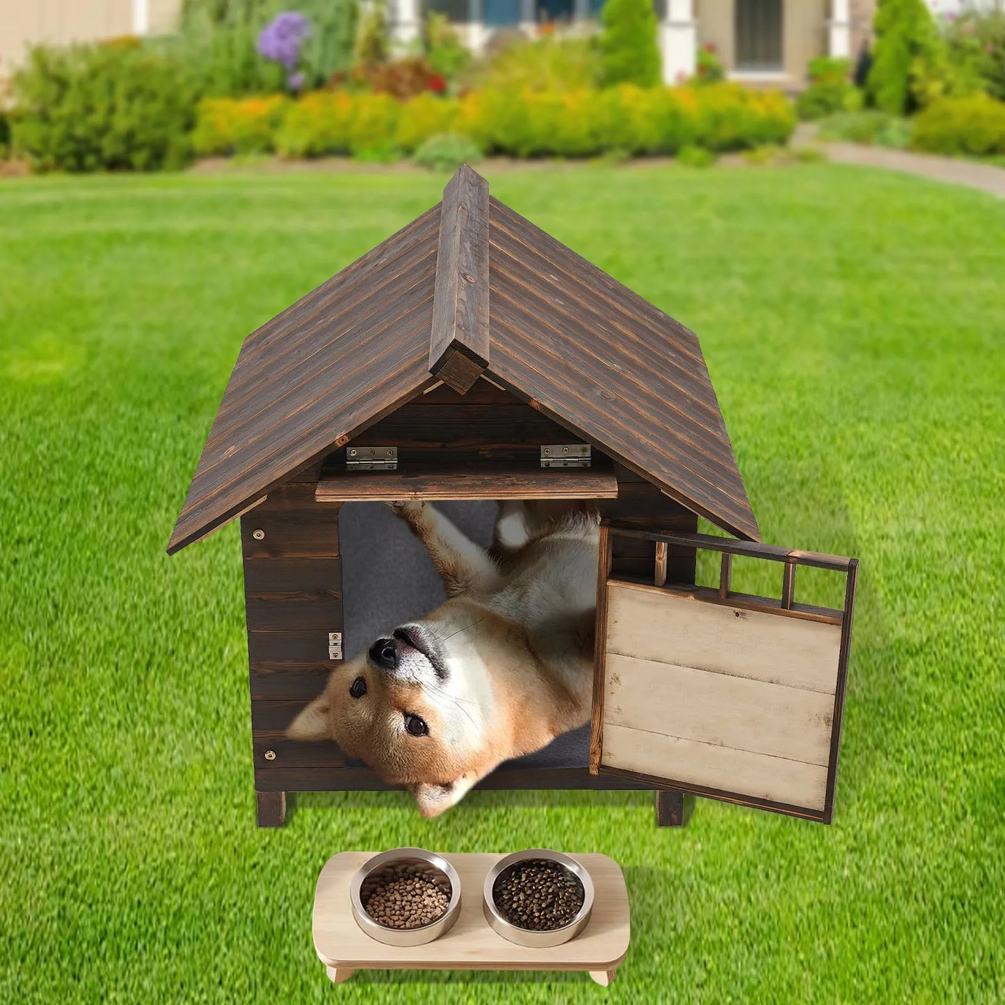 Hign Concerned Water Resistant Wooden Dog House With Window