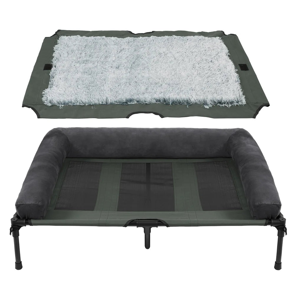 BORWARTCN Outdoor Raised Dog Bed With Cooling Breathable Mat