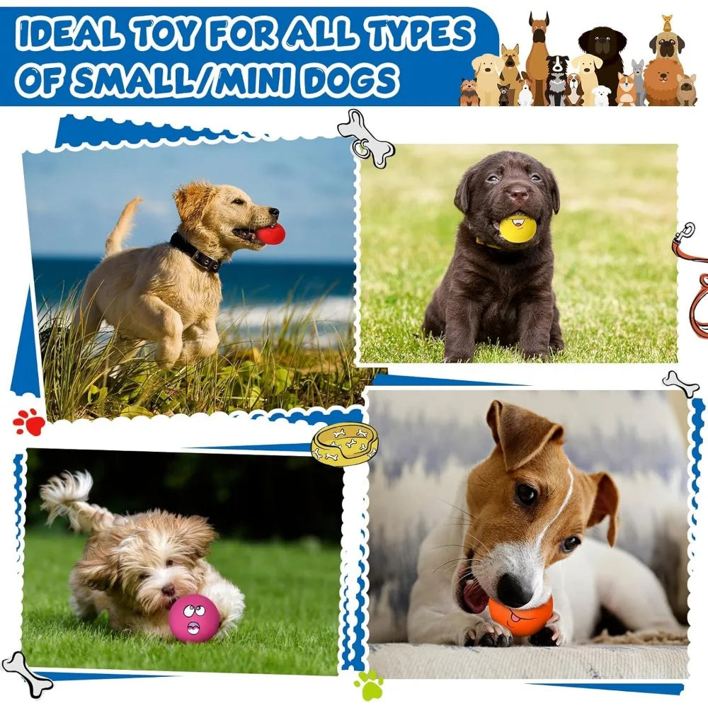 Jenaai 24 Pieces Funny Face Squeaky Dog Toys Emoticon Balls