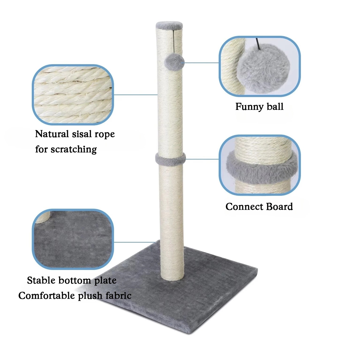Indoor Cat Scratching Post With Dangling Ball Premium Sisal