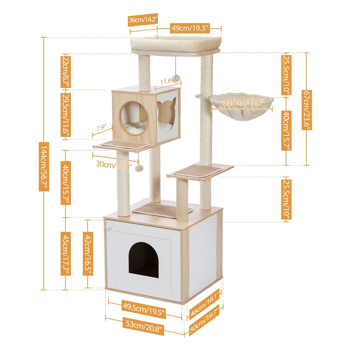PAWZ Road Multi Level Cat Tree Indoor Wood Tower Scratcher