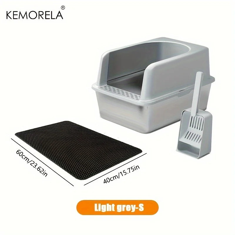 Feature Stainless Steel Cat Litter Box With Mat Lid Spade