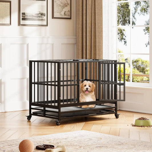 DishyKooker Foldable Indoor Dog Cage With Double Door