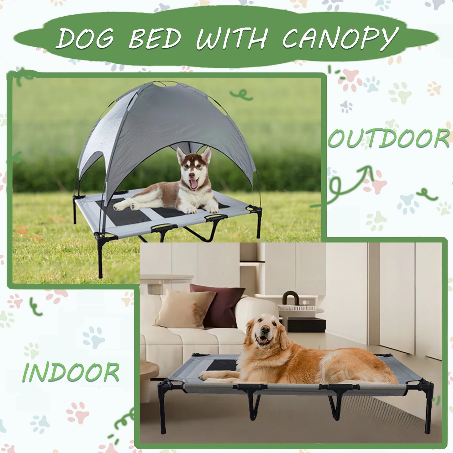 Elevated Canopy Dog Bed With Anti Scratch Oxford Fabric