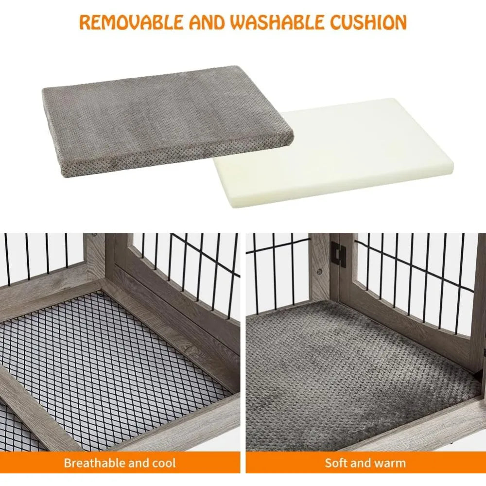 Hign Concerned Dog Crate Furniture With Cushion Table