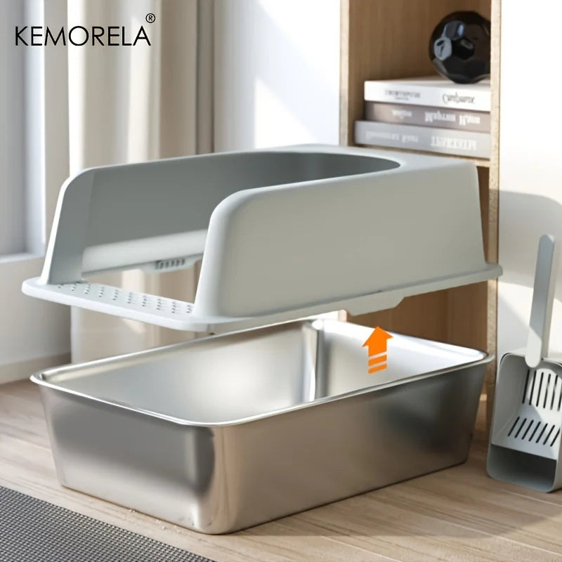 Feature Stainless Steel Cat Litter Box With Mat Lid Spade