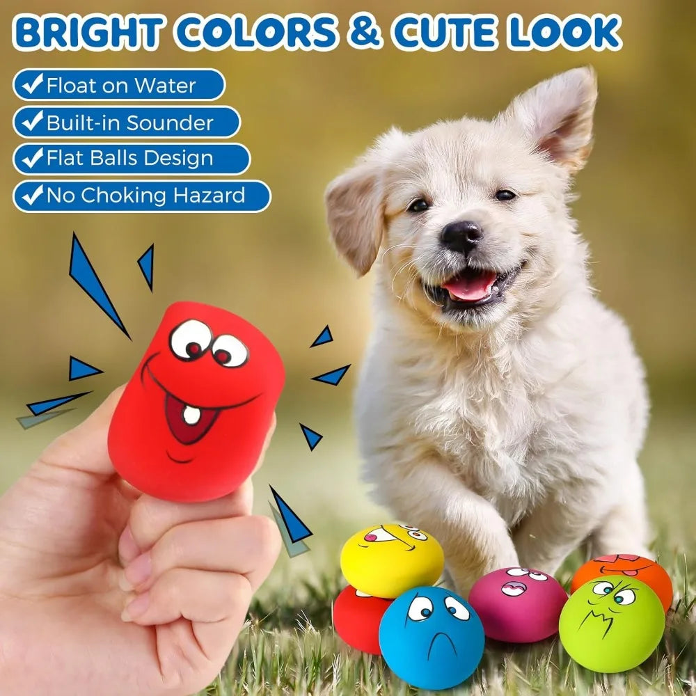 Jenaai 24 Pieces Funny Face Squeaky Dog Toys Emoticon Balls