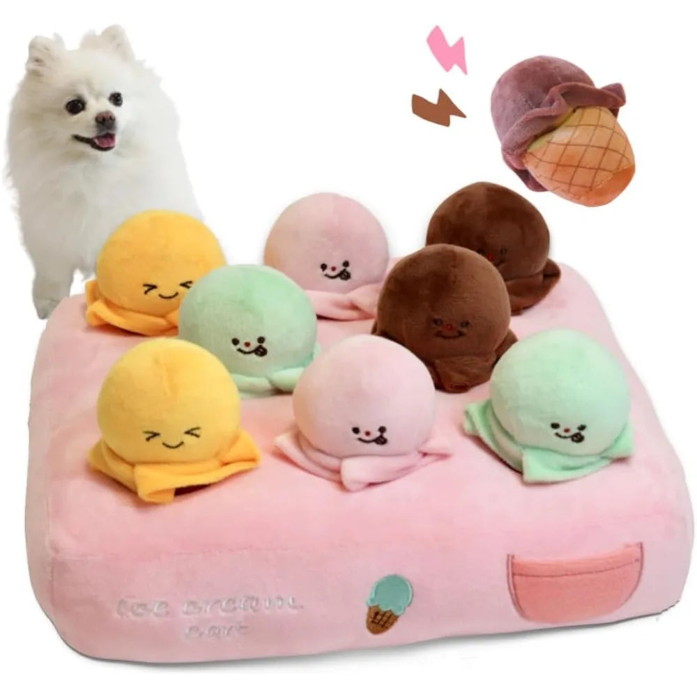 Hign-concerned Enrichment Dog Puzzle Snuffle Mat Ice Cream Cart