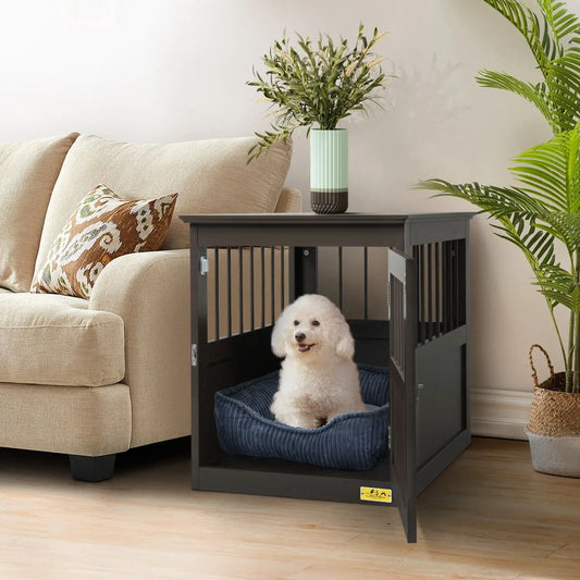 Hign-concerned Wooden Dog Crate End Table Kennel Bed