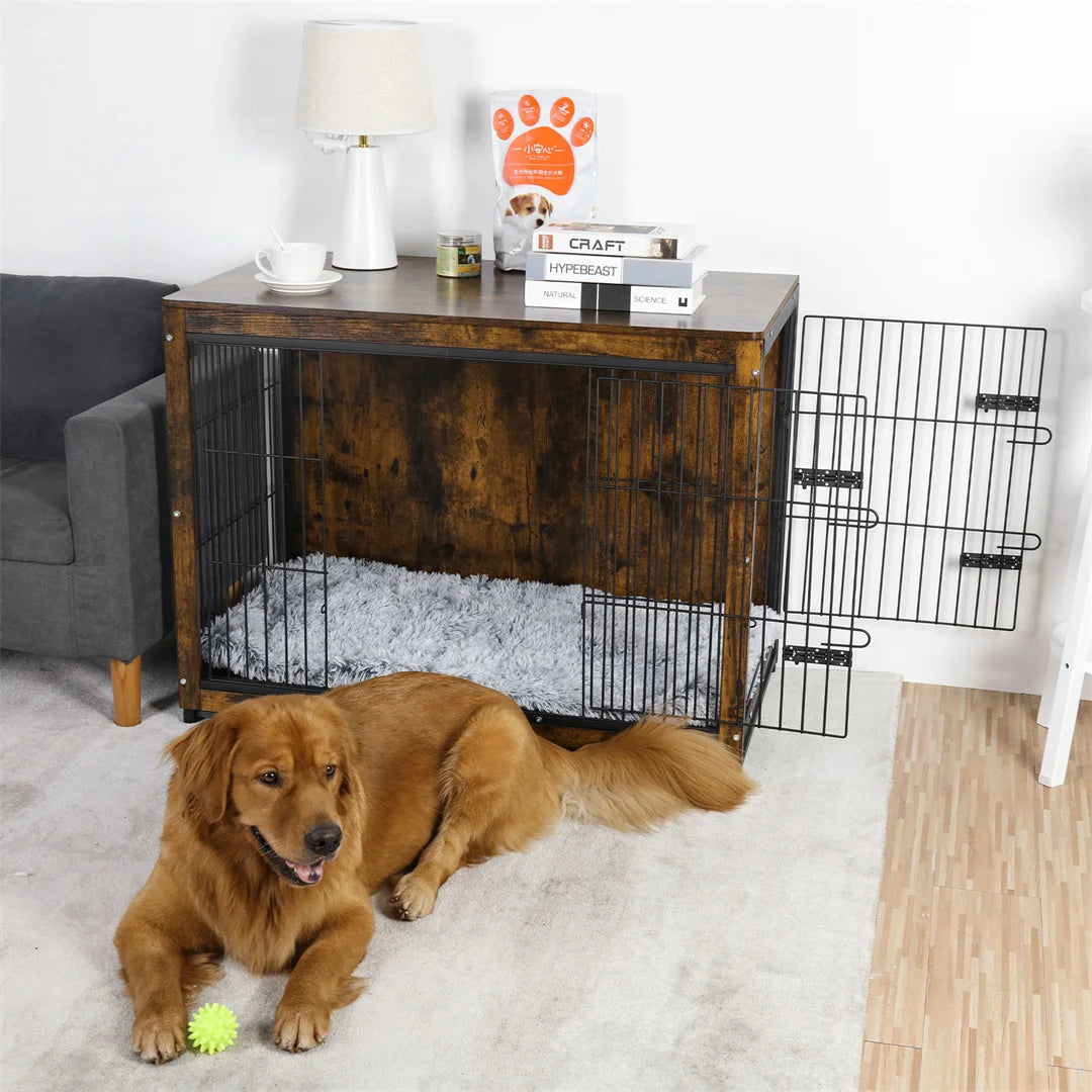 BINGOPAW Dog Cage End Table Indoor Wooden Kennel Furniture