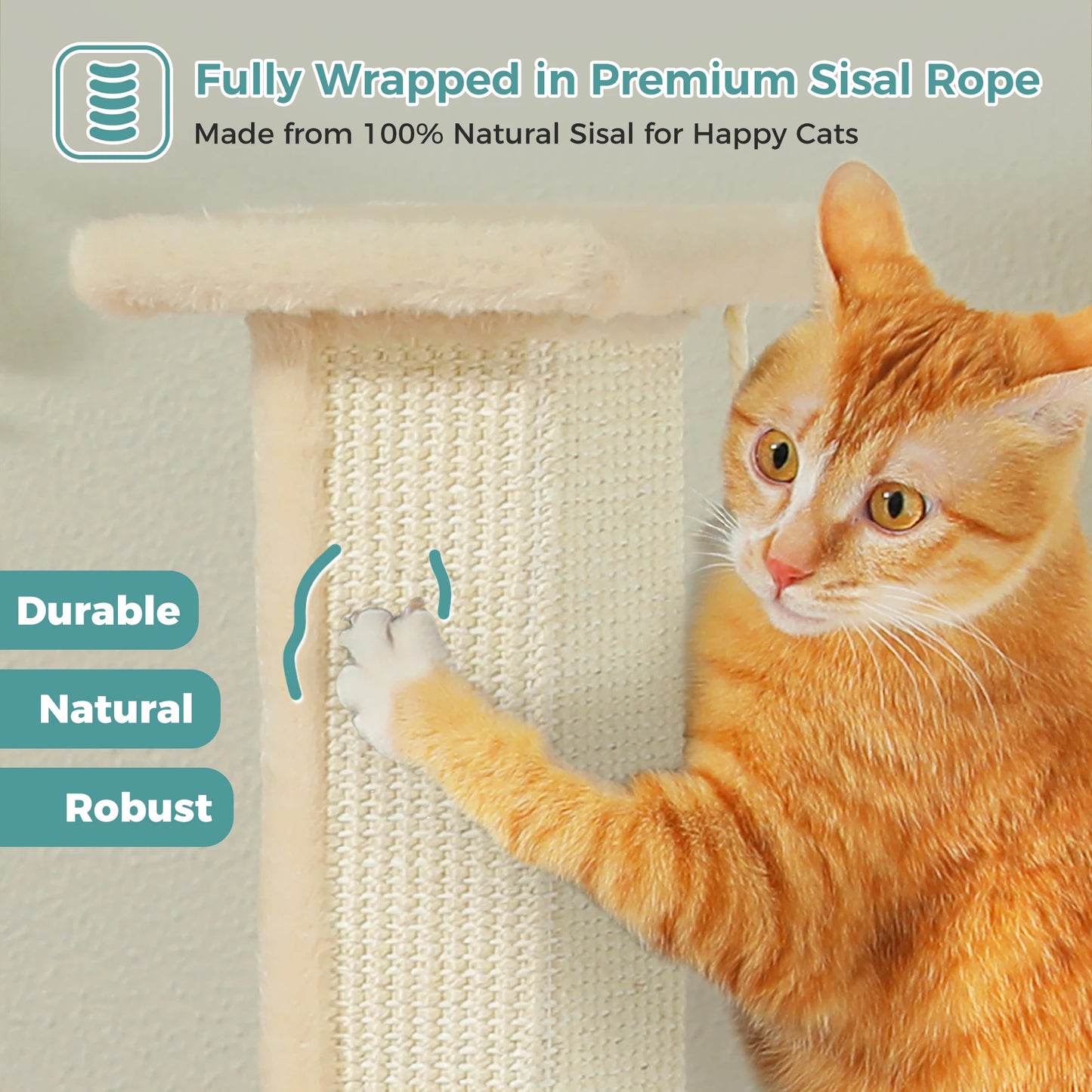 PAWZ Road Indoor Cat Scratching Post With Woven Sisal Toy