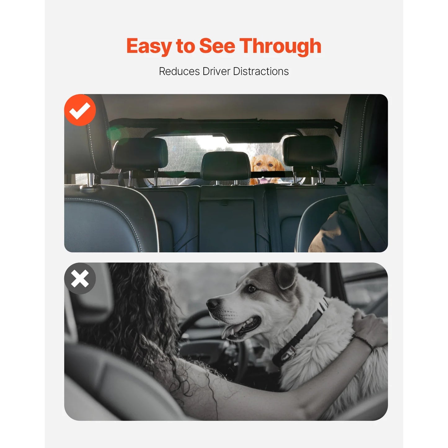 SucceBuy Dog Car Barrier See Through Net Mesh Universal Fit