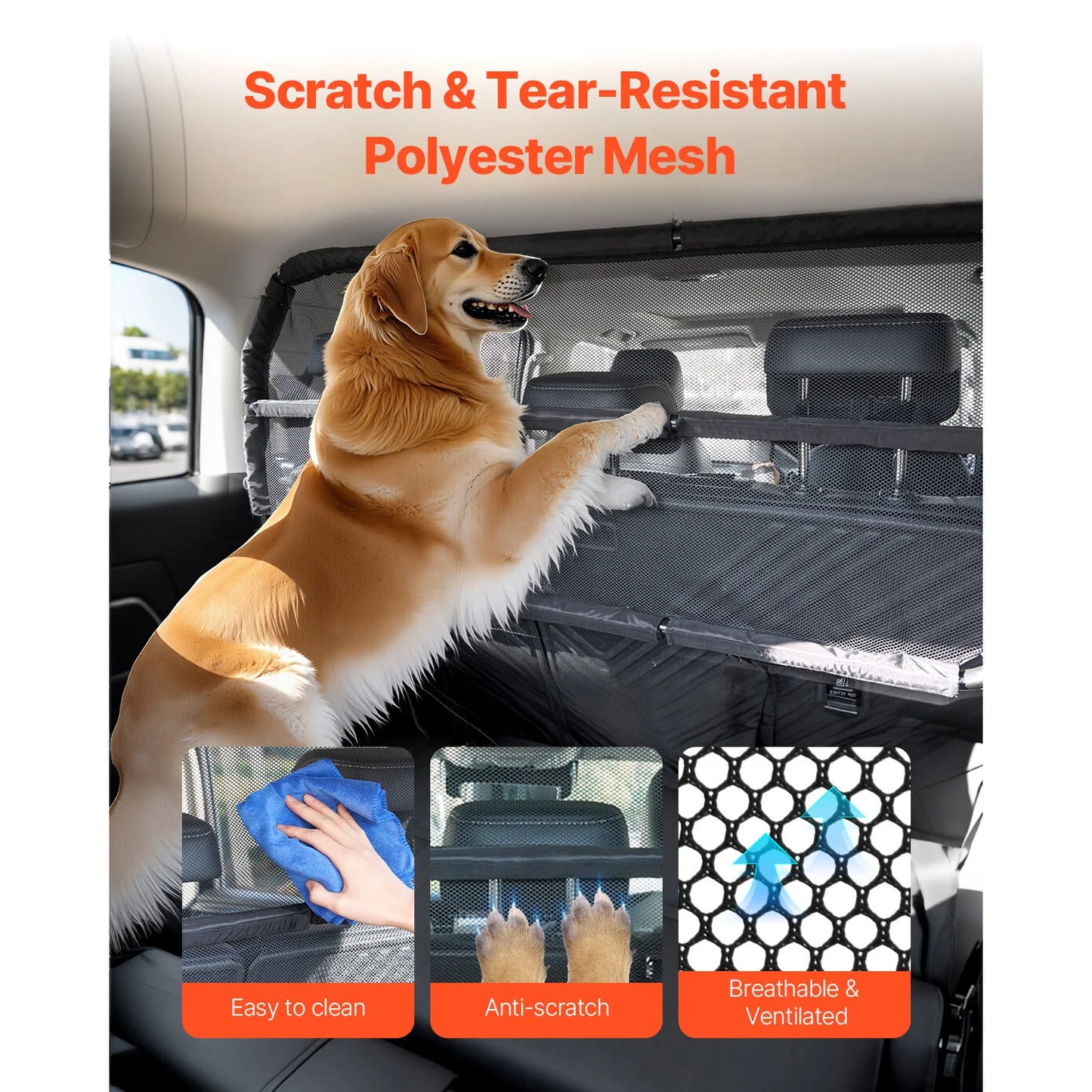 SucceBuy Dog Car Barrier See Through Net Mesh Universal Fit