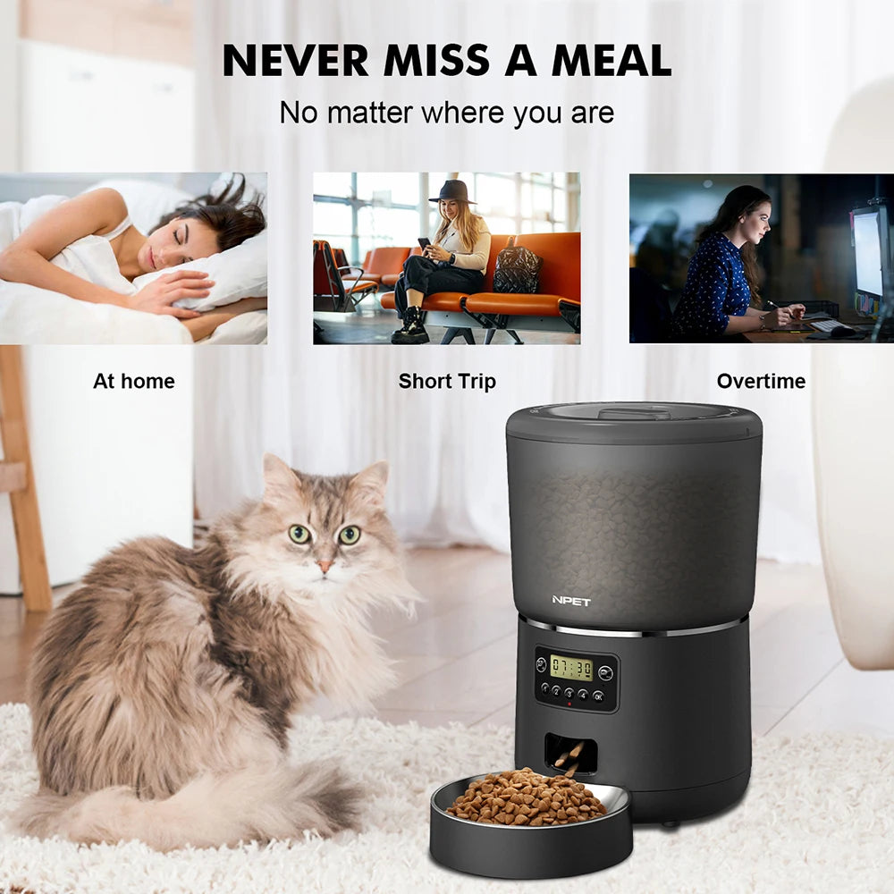 NPET Automatic Smart Pet Feeder With Stainless Steel Bowl