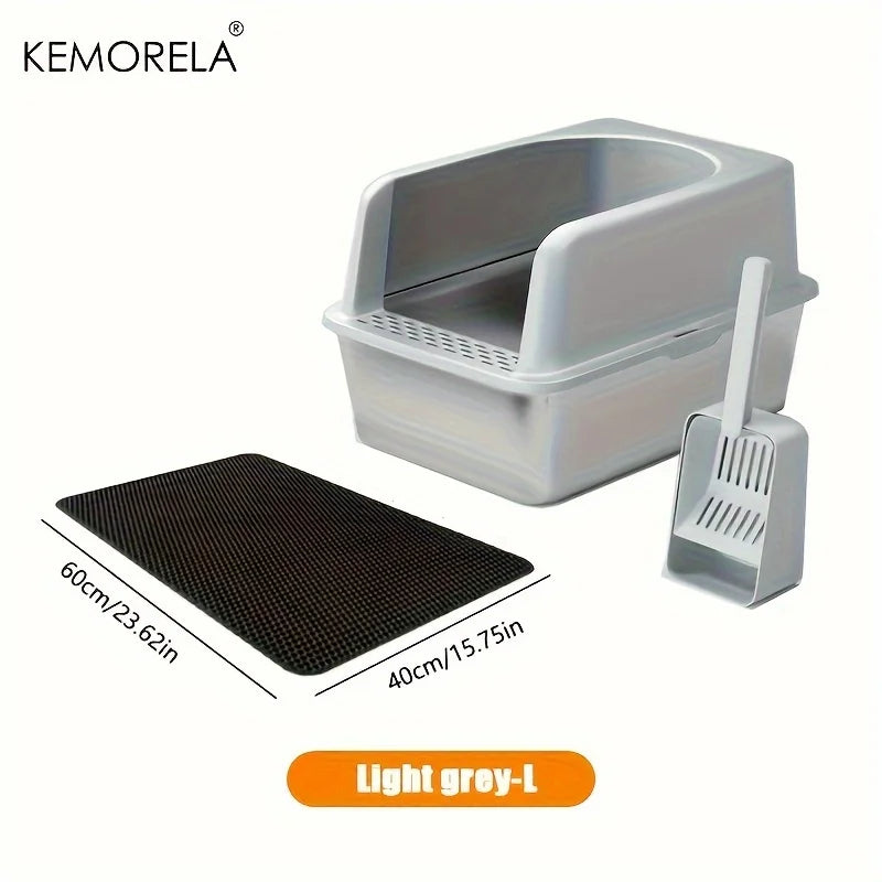 Feature Stainless Steel Cat Litter Box With Mat Lid Spade