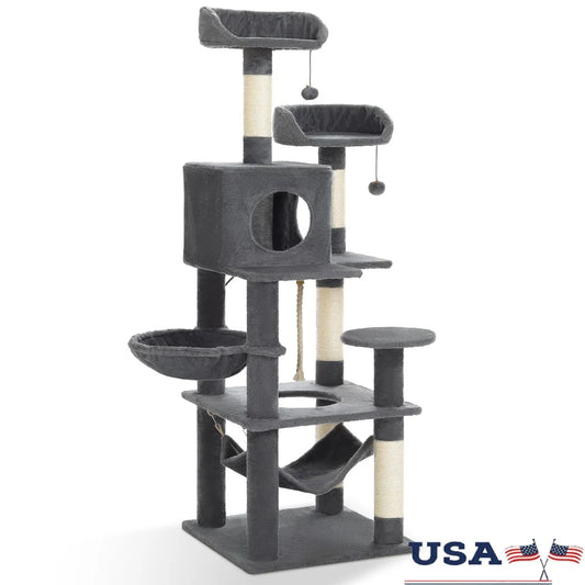 DUTRIEUX Cat Tree With Condo Hammock Scratching Posts