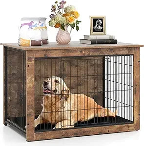 Hign Concerned Dog Crate Furniture With Cushion Doors