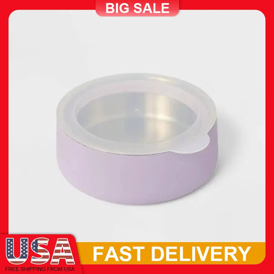 Stainless Steel Pet Bowl With Lid 2 Cup Travel For Dogs Cats