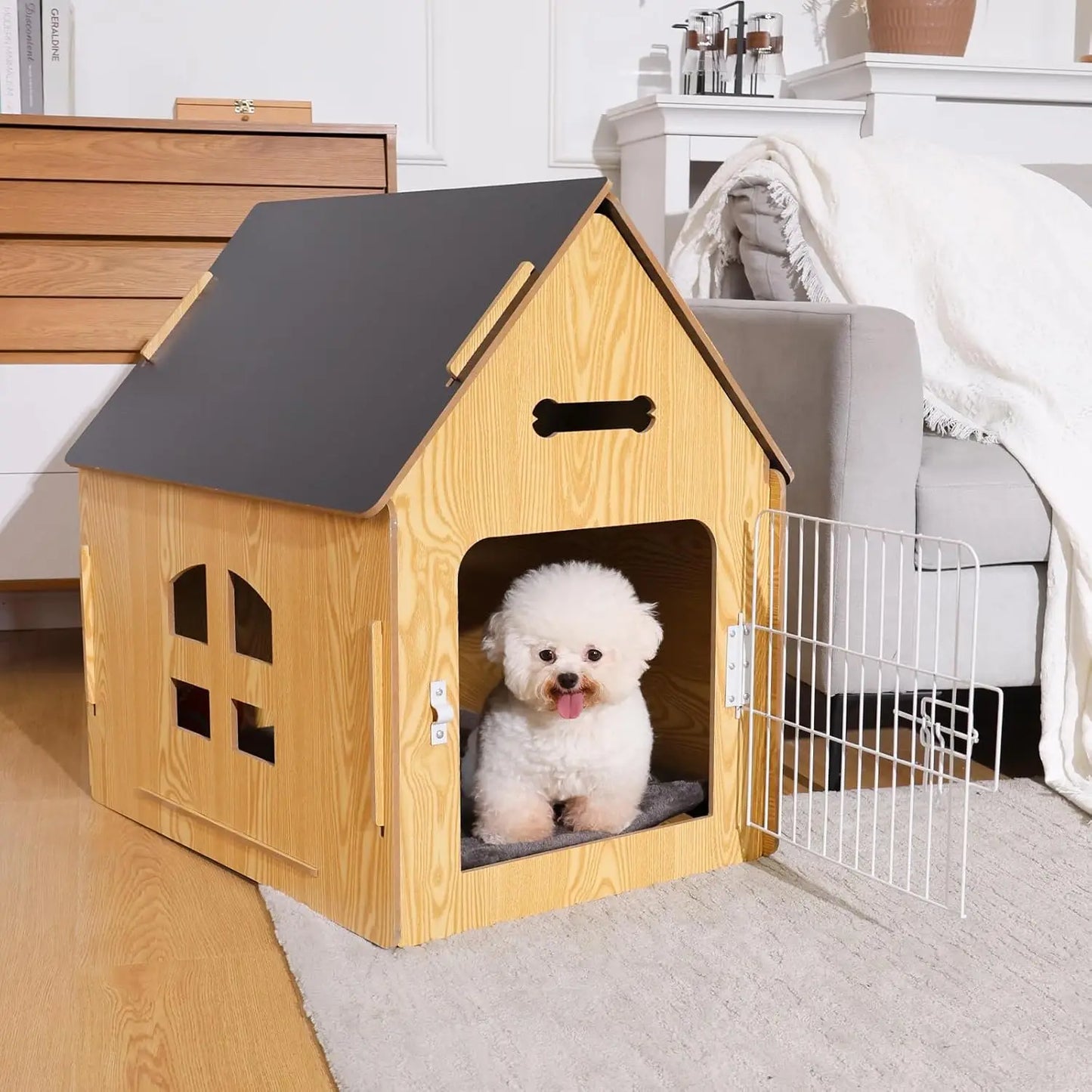 Sichuan Dog House Indoor for Dogs and Cats Cozy Wooden