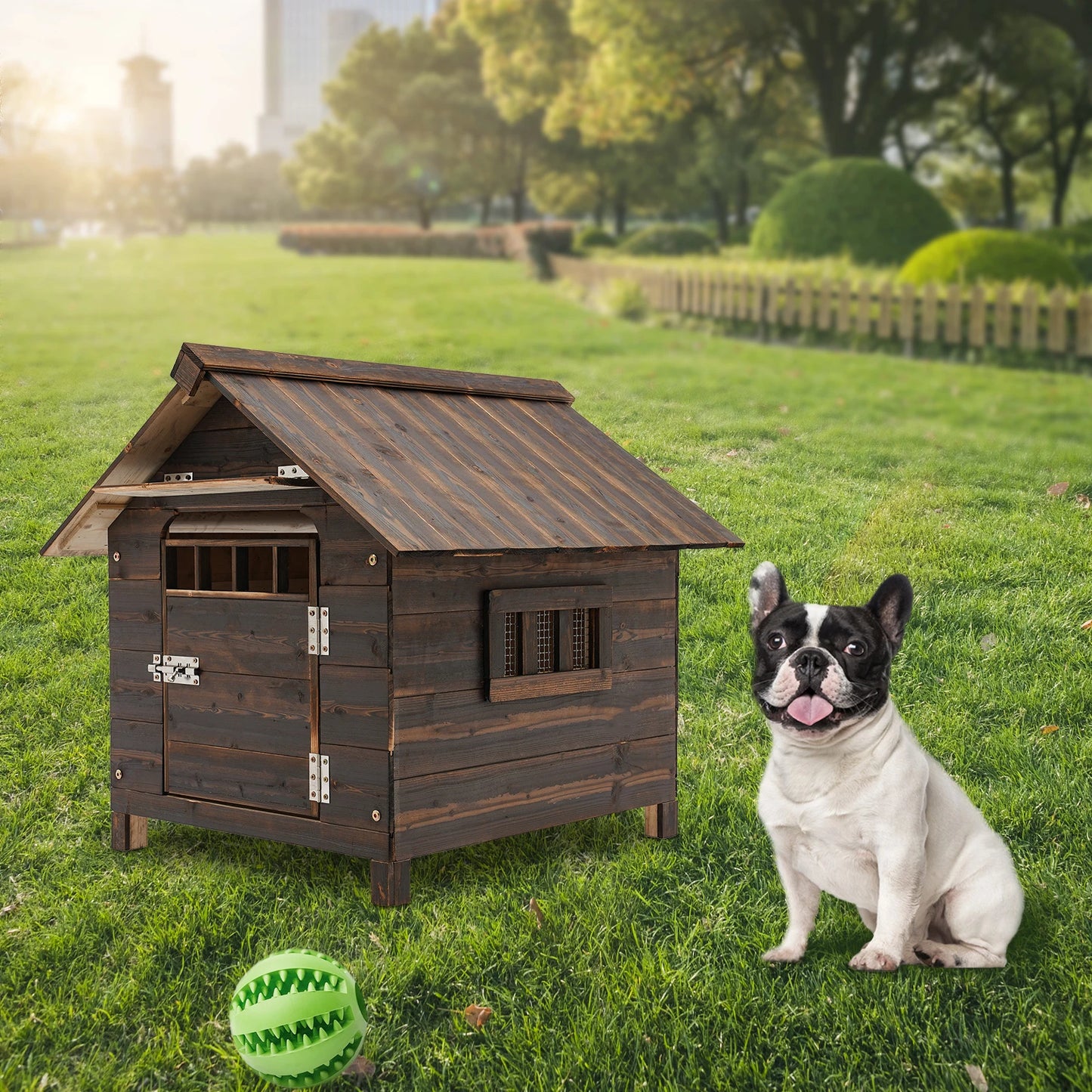 Hign Concerned Water Resistant Wooden Dog House With Window