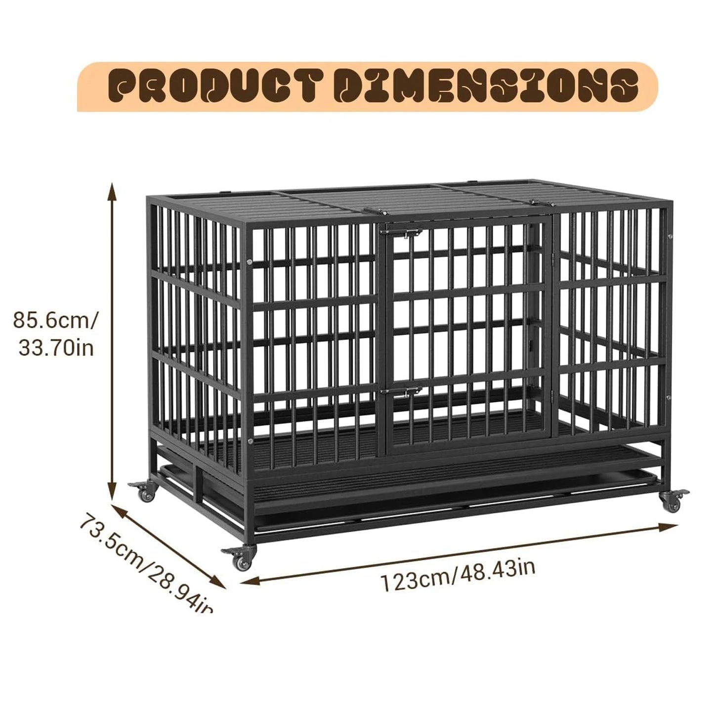 DishyKooker Foldable Indoor Dog Cage With Double Door