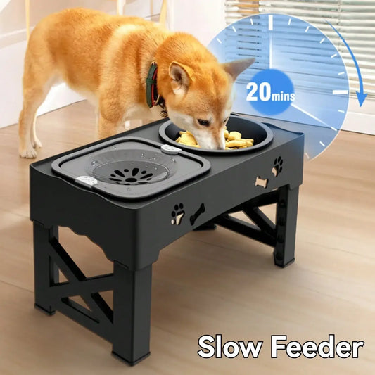 Hign-Concerned Double Bowl Pet Feeder With Adjustable Height