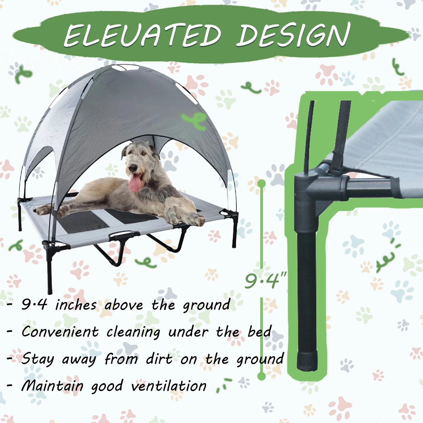 Elevated Canopy Dog Bed With Anti Scratch Oxford Fabric