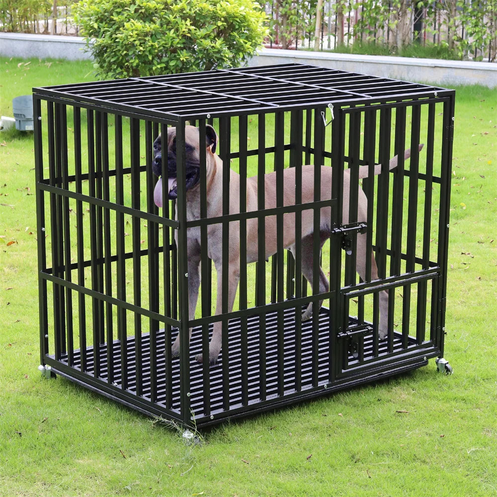 Borwarth Heavy Duty Dog Crate Square Tube Kennel Wheels