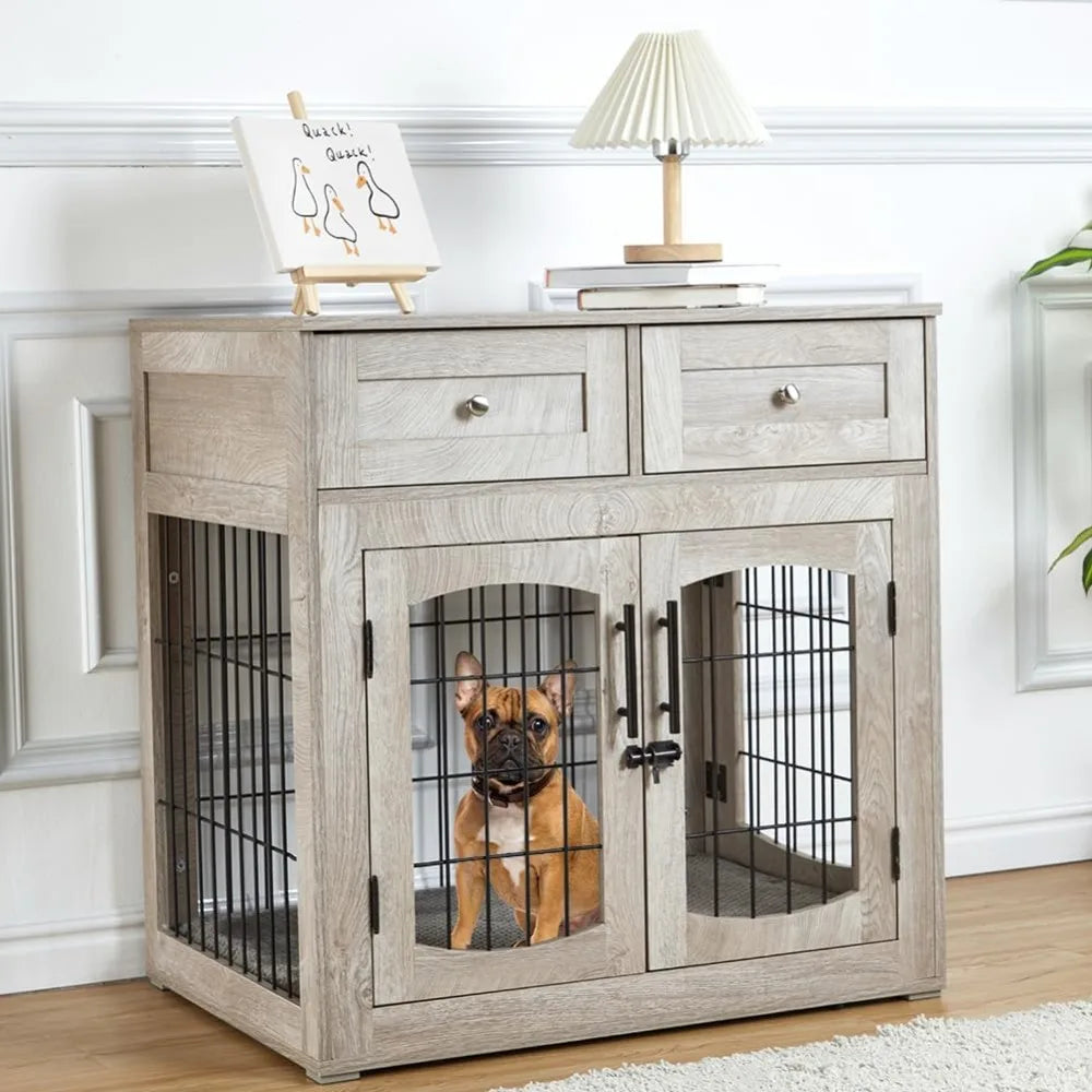 Hign Concerned Dog Crate Furniture With Cushion Table