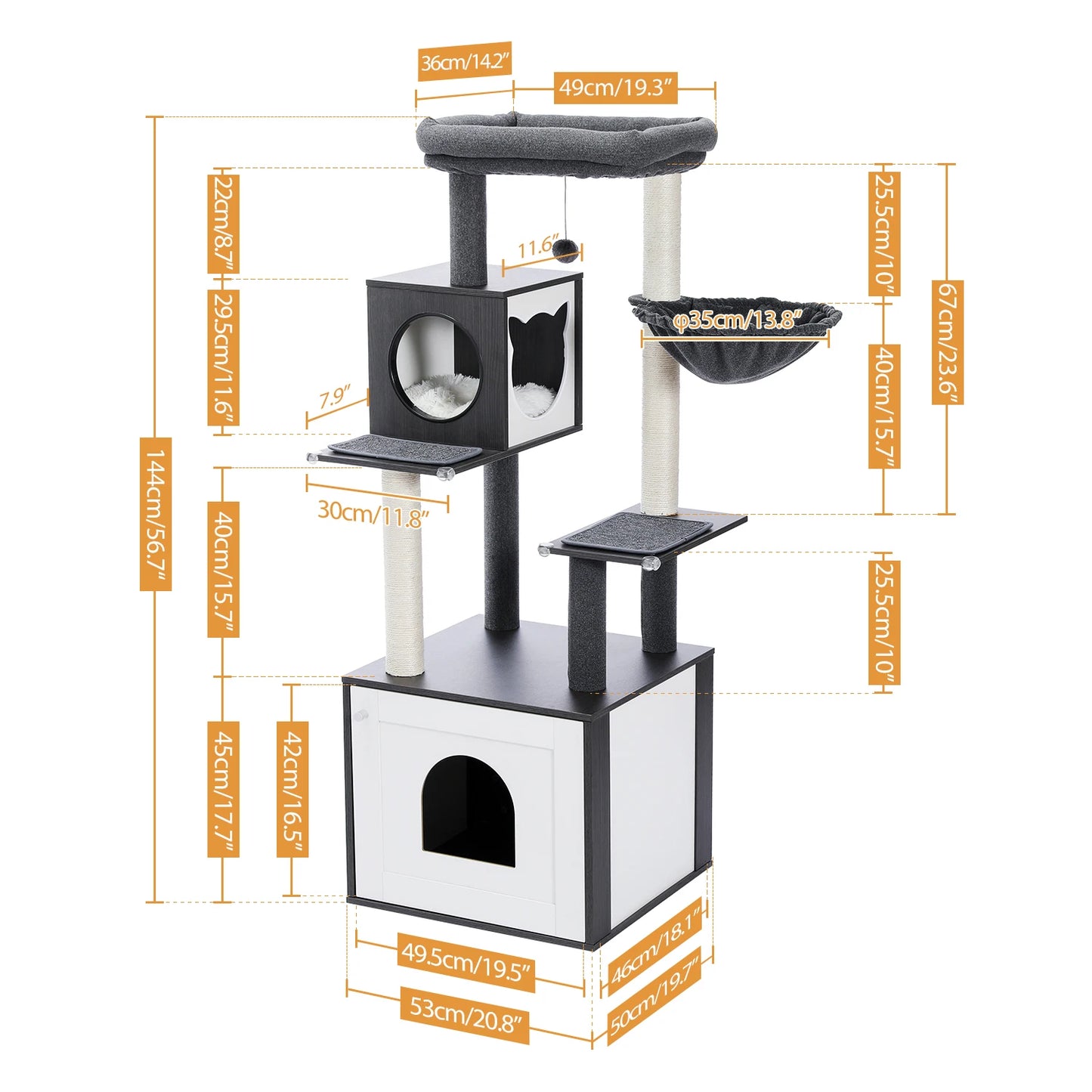 PAWZ Road Multi Level Cat Tree Indoor Wood Tower Scratcher