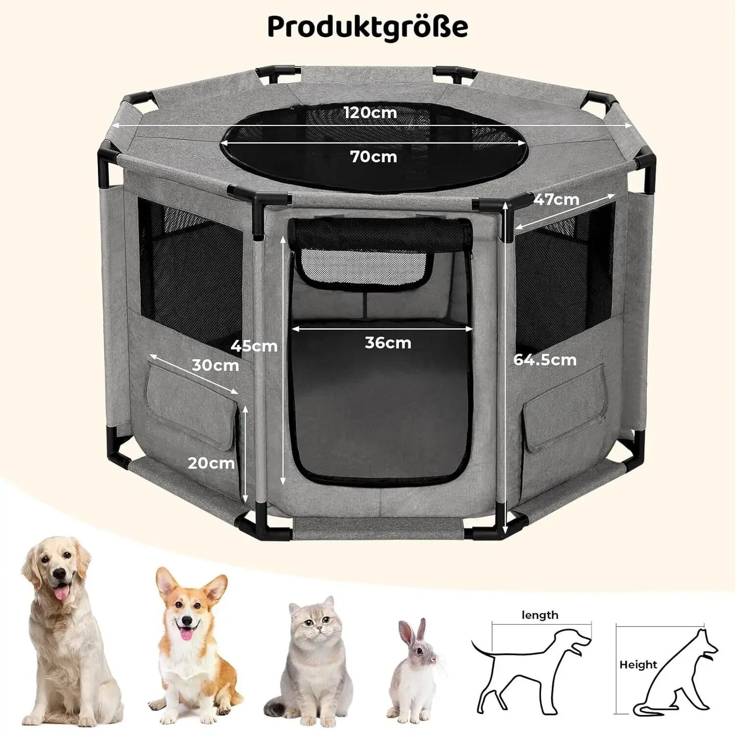 Dog Playpen Portable Pet Exercise Cage Kennel Outdoor