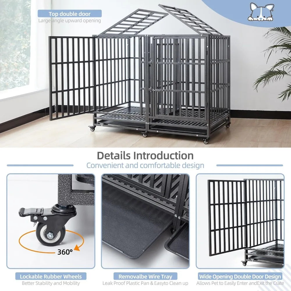 SHUSHIM Heavy Duty Indestructible EscapeProof Dog Crate