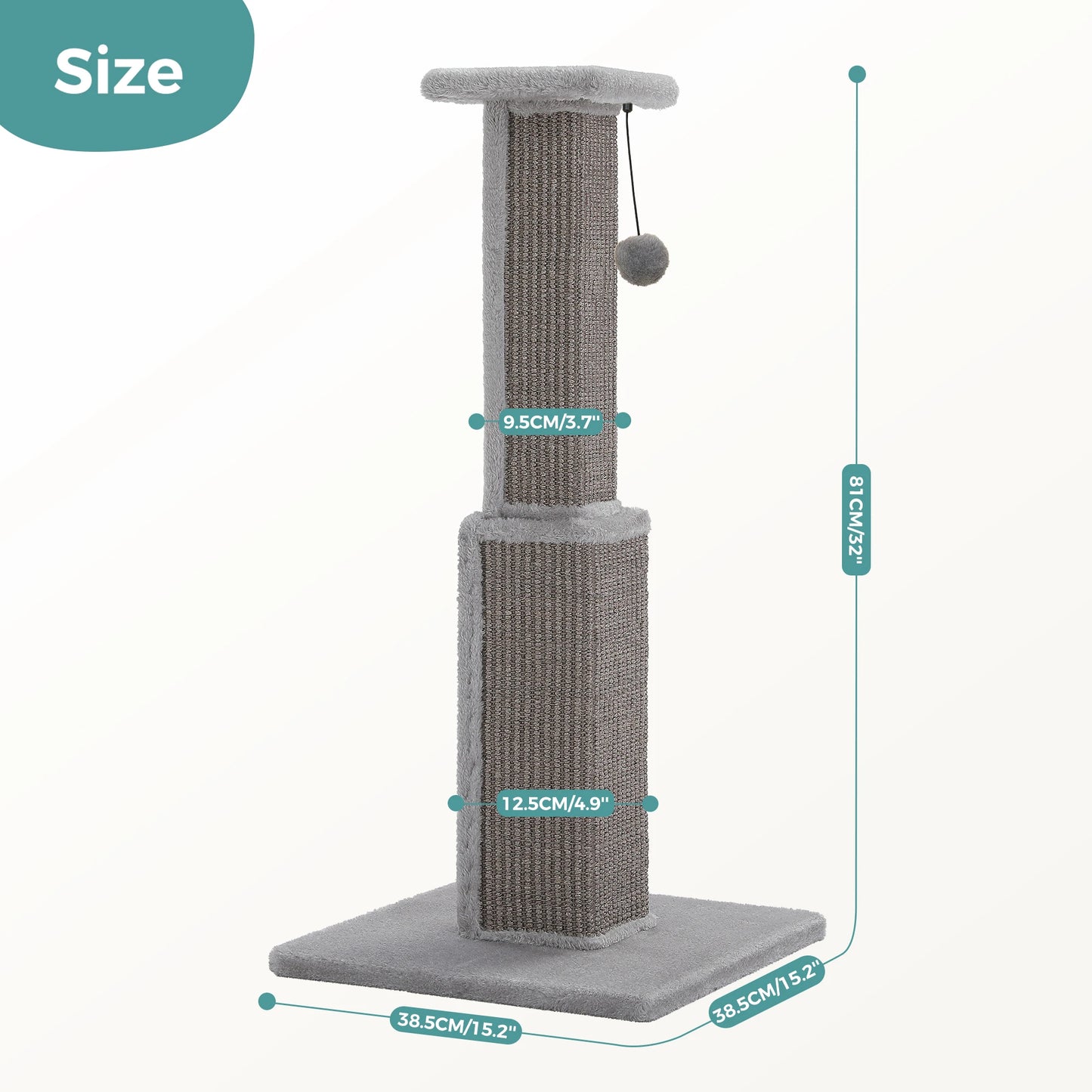 PAWZ Road Indoor Cat Scratching Post With Woven Sisal Toy
