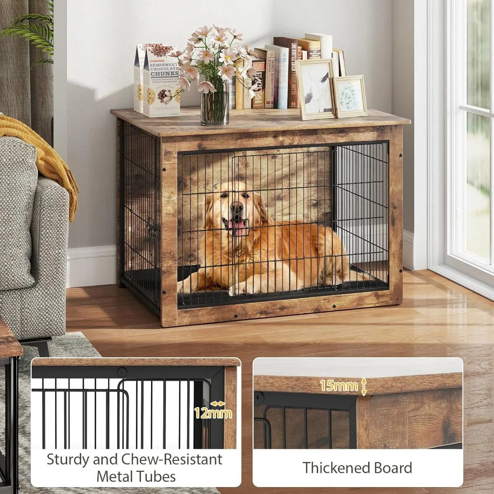 Hign Concerned Dog Crate Furniture With Cushion Doors