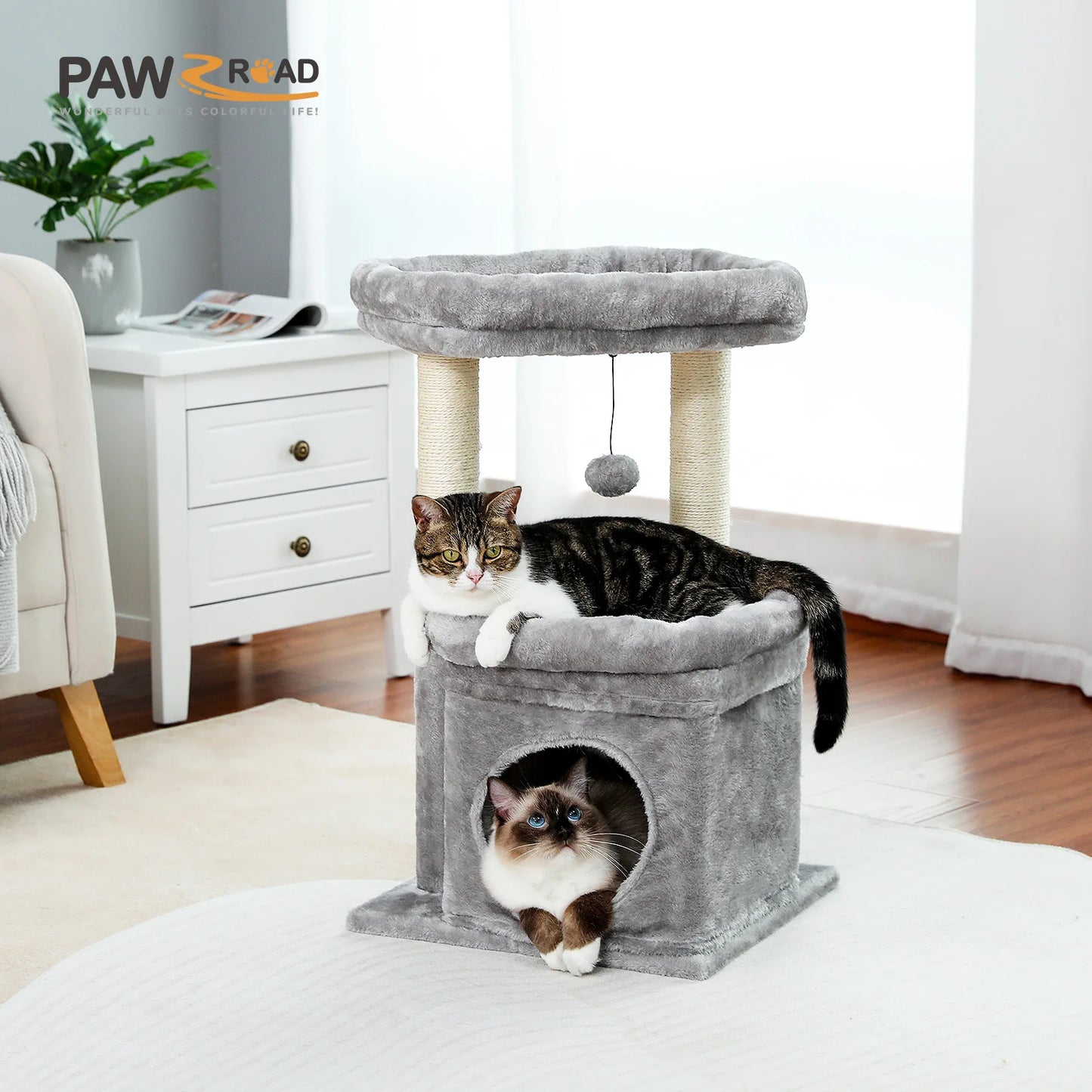 PEQULTICN Cat Tree Tower With Cozy Condo And Perch For Cats