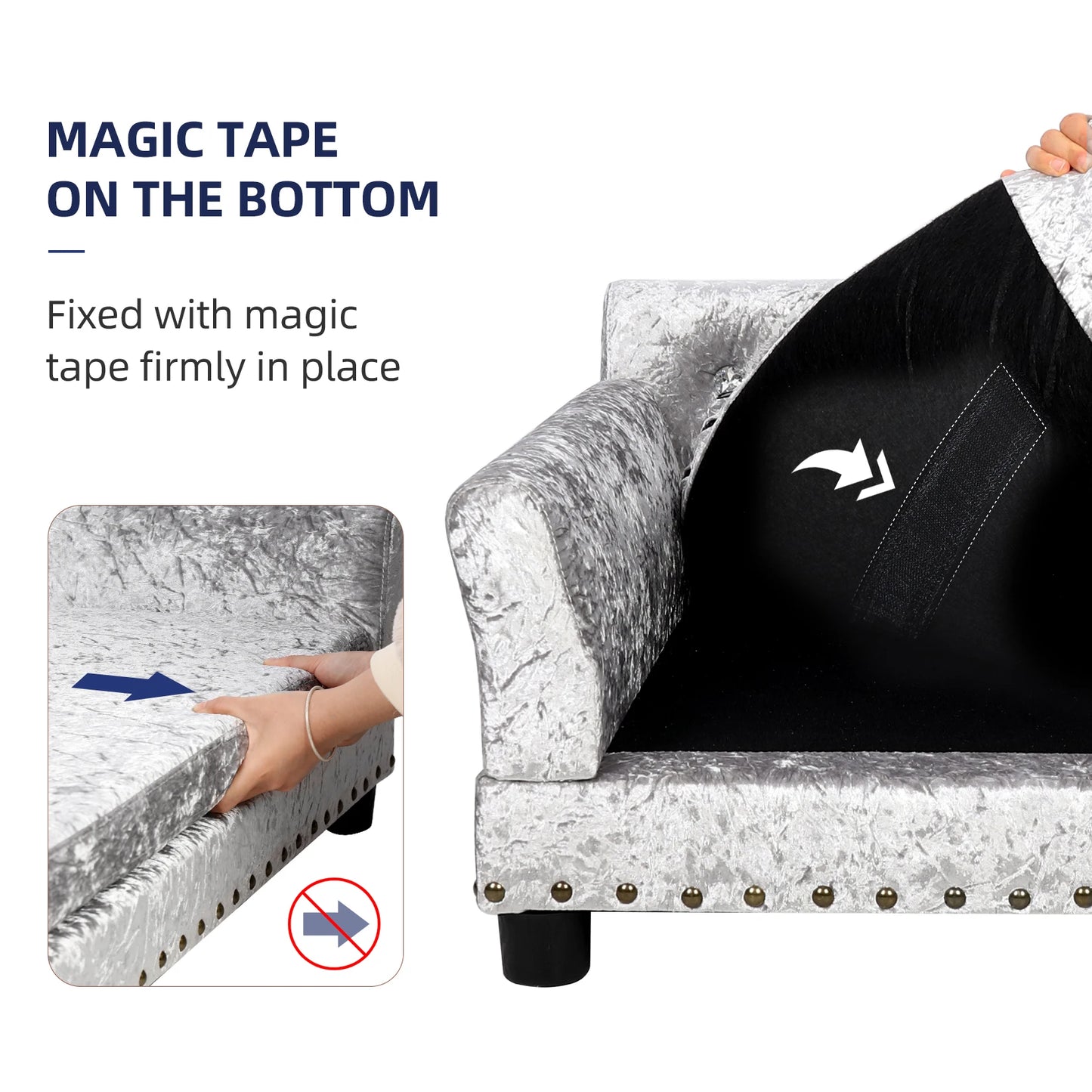 Borwartcn Luxury Velvet Tufted Dog Sofa Bed Elevated Pet Bed