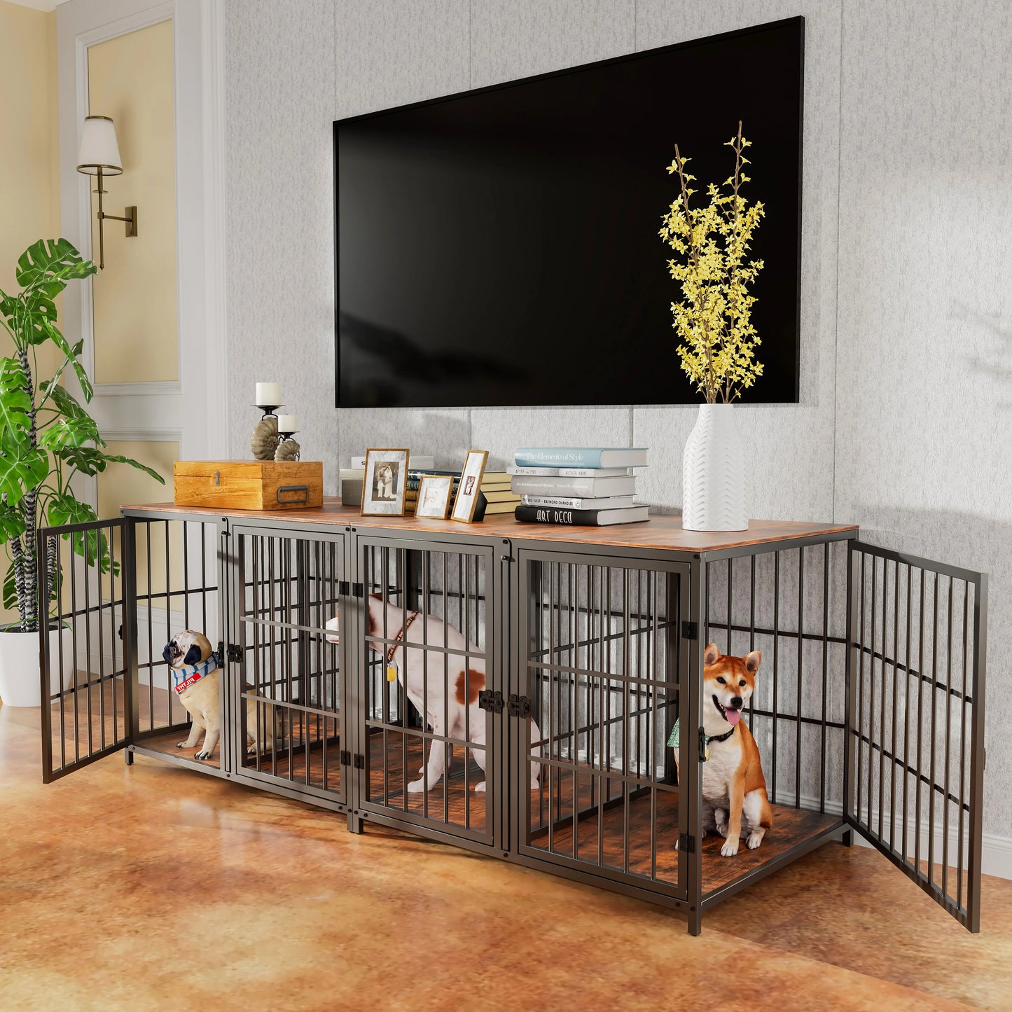BINGOPAWH Heavy Duty Dog House End Table With Four Doors