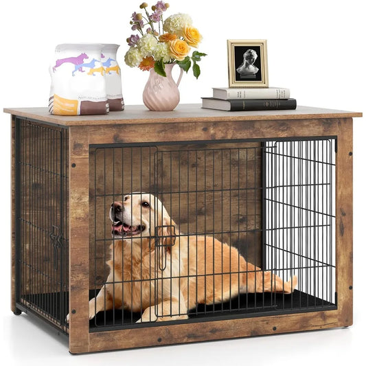 Hign Concerned Dog Crate Furniture With Cushion Doors