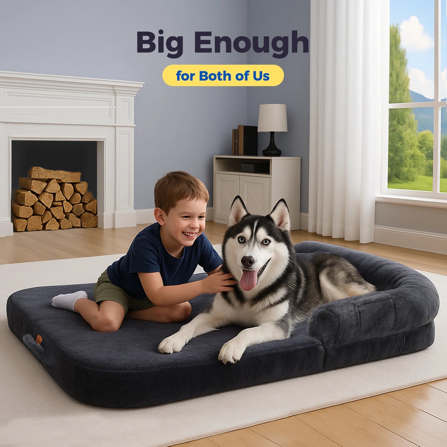 PEQULTICN Foldable Portable Dog Bed Machine Washable